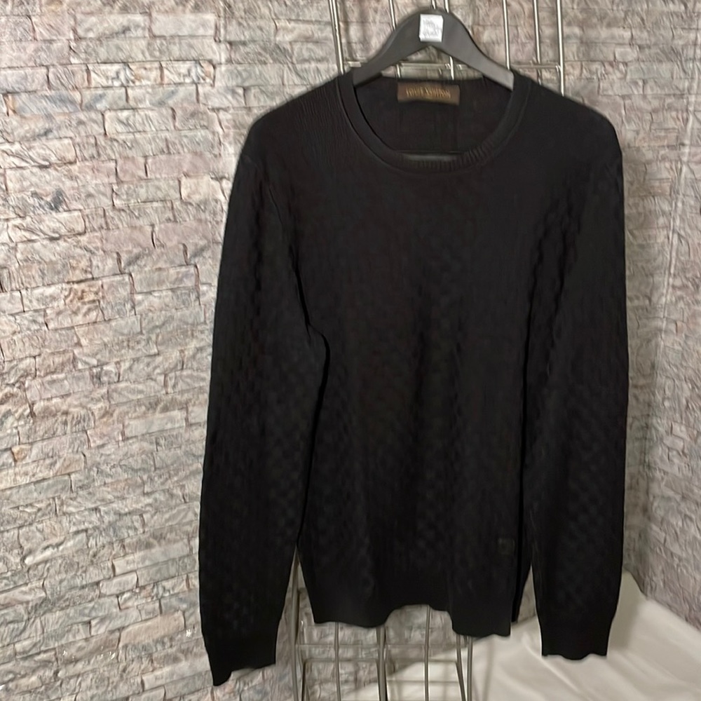 Louis Vuitton Black Crewneck Checker Knit Sweater